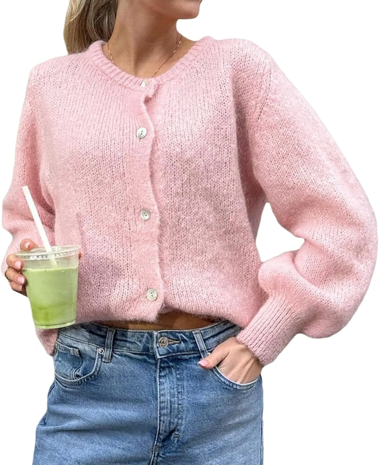 Women Warm Knit Button up Sweaters Open Front Long Sleeve Cardigans Knitwear Sweater Top