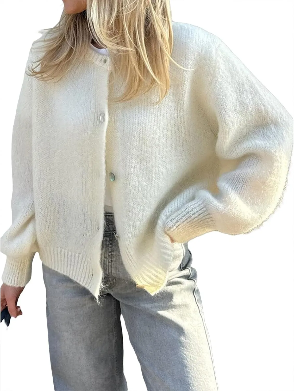 Women Warm Knit Button up Sweaters Open Front Long Sleeve Cardigans Knitwear Sweater Top