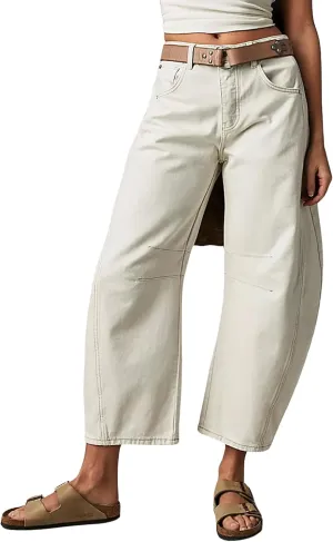 Womens Baggy Boyfriend Jeans Vintage Wide Leg Mid Rise Barrel Denim Ankle Pants Cropped Jeans