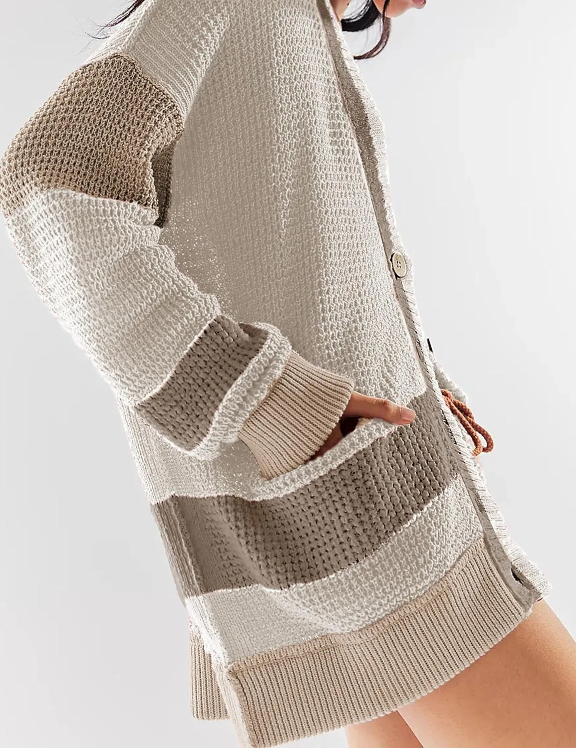 Womens Button Down Cardigan Sweaters Long Sleeve V Neck Knit Tops with Pockets