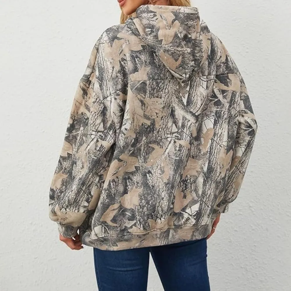 Womens Camo Hoodie Mens Camo Sweatshirt Maple Leaf Graphic Hoodies for Women Trendy Oversized Pullover Hoodies Y2k