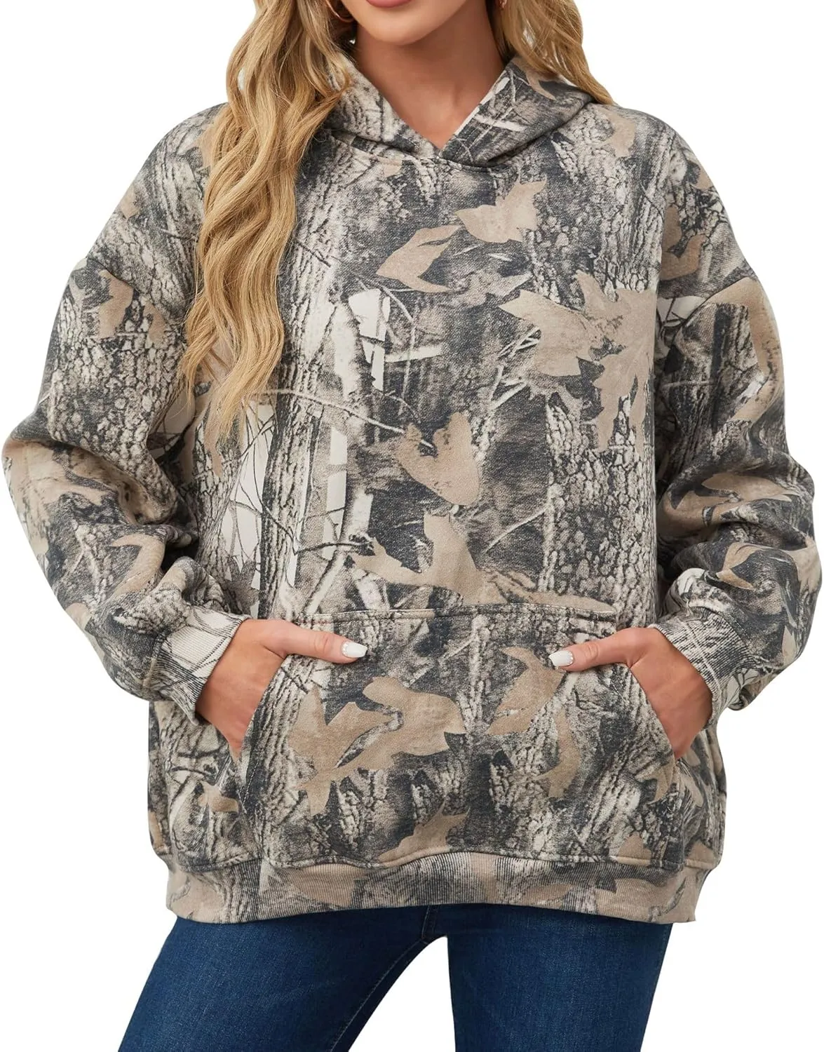 Womens Camo Hoodie Mens Camo Sweatshirt Maple Leaf Graphic Hoodies for Women Trendy Oversized Pullover Hoodies Y2k