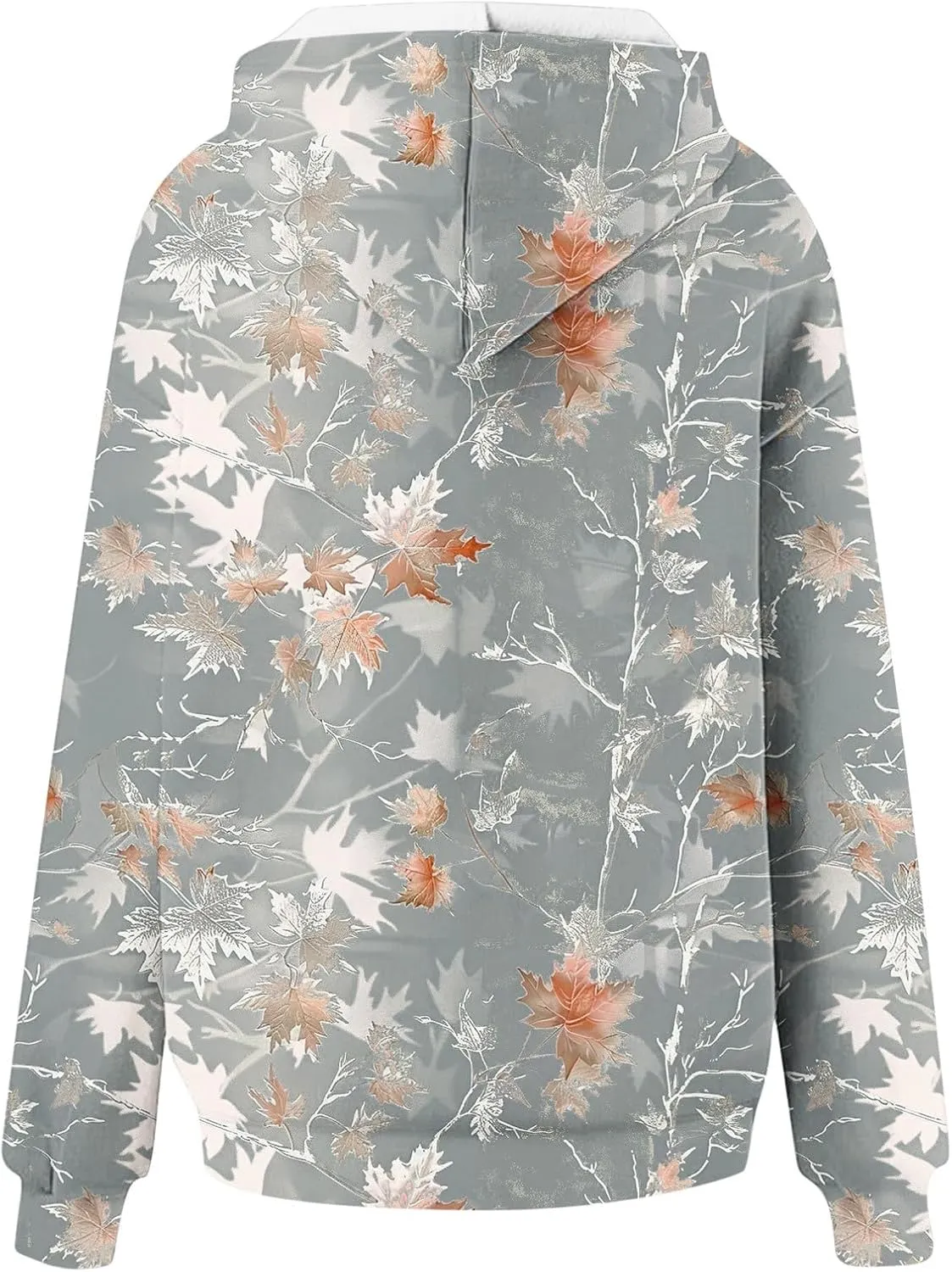 Womens Camo Hoodie Sweatshirt Oversized Maple Leaf Print Cute Hooded Sweatshirt Hoodies Pullover Trendy Fall Clothes