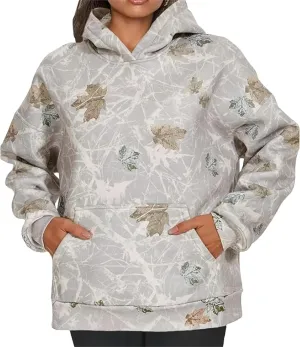 Womens Camo Hoodies Oversized Maple Leaf Print Sweatshirts Fleece Casual Long Sleeve Pullover Sweaters with Pockets