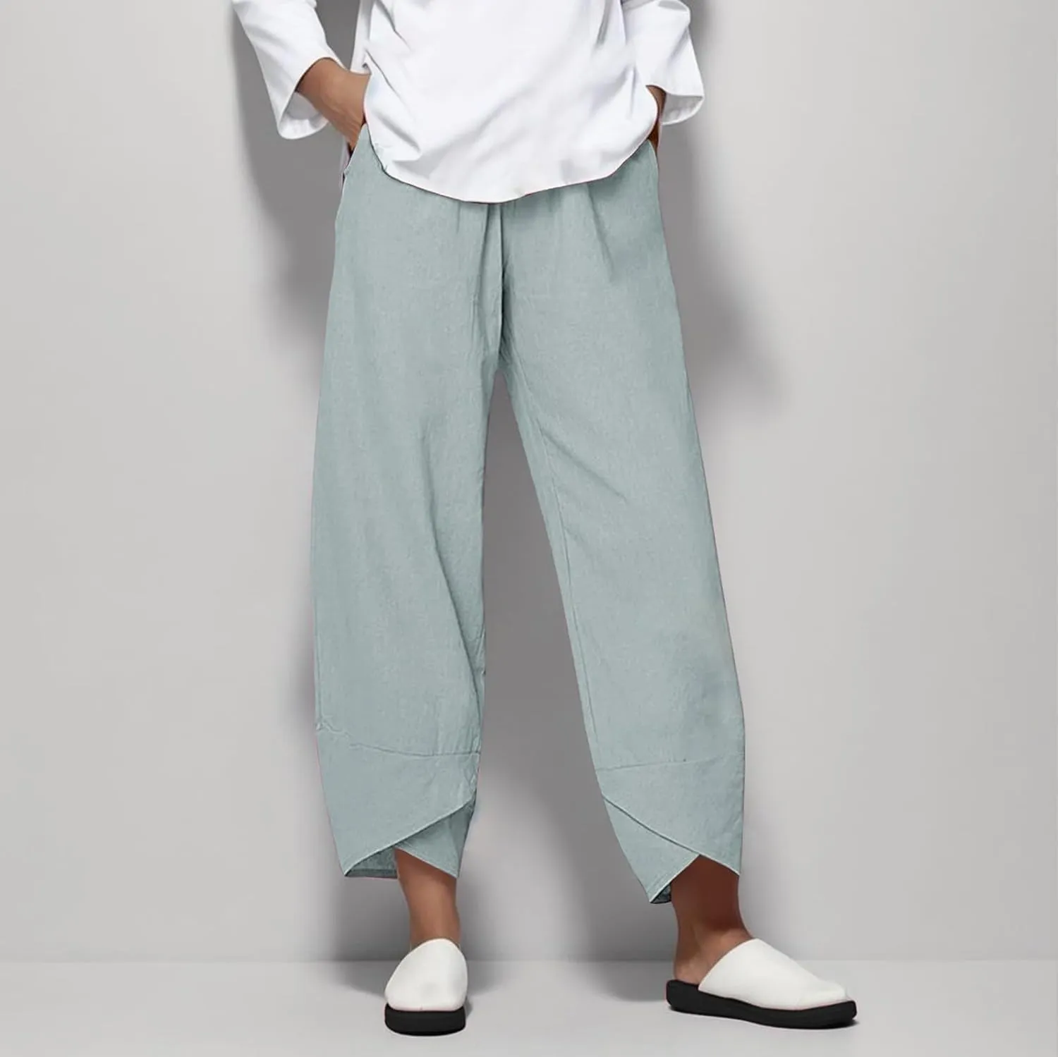 Women's Capri Pants Elastic Pants for Women Fashion Casual Fashion Shorts Drawstring Elastic Waist Lounge Pant Yoga