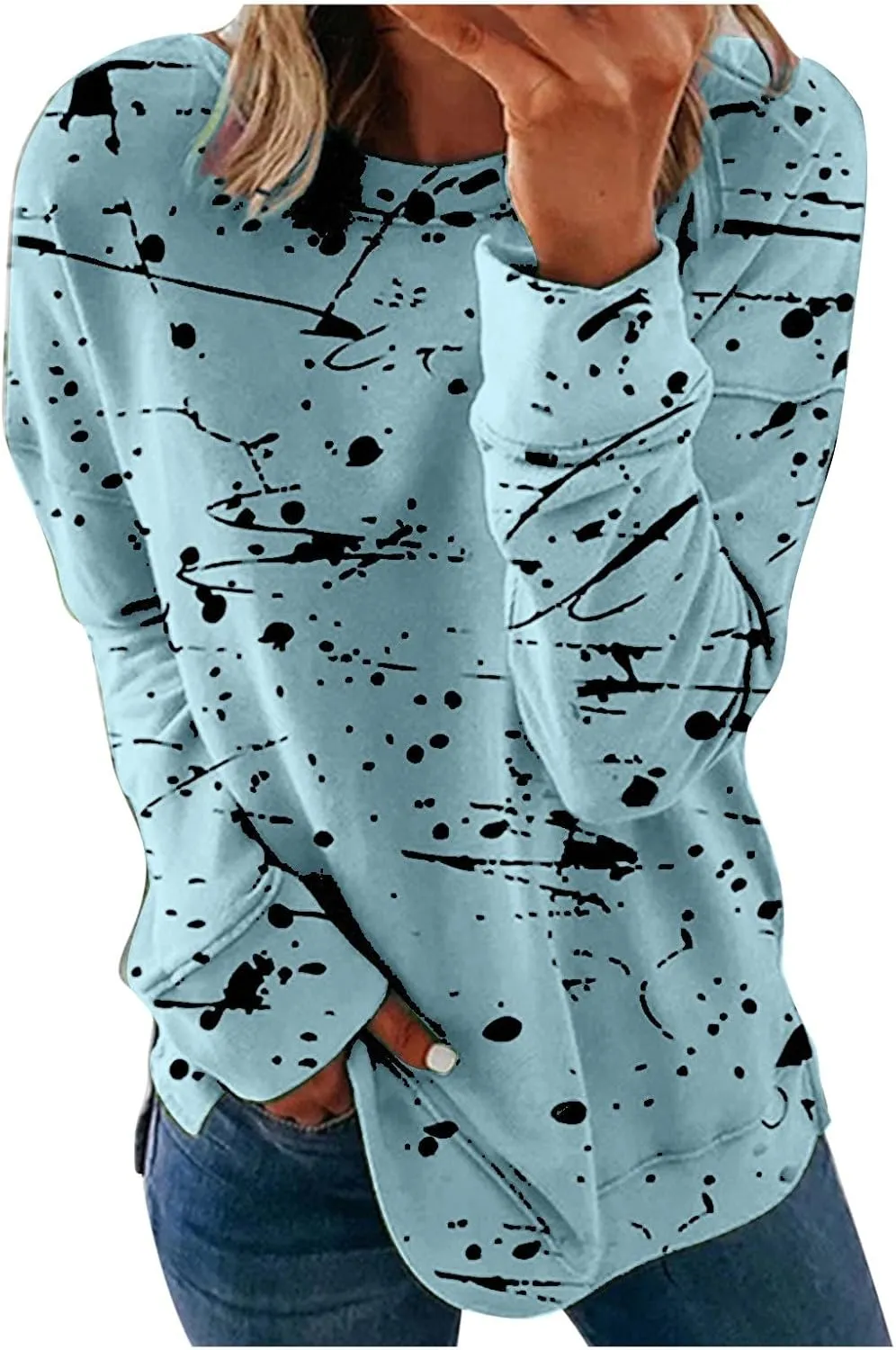 Women's Casual Long Sleeve Sweatshirt Crewneck Casual Loose Fit Graphic Printed Vintage Pullover Tops Fashion Fall 2024