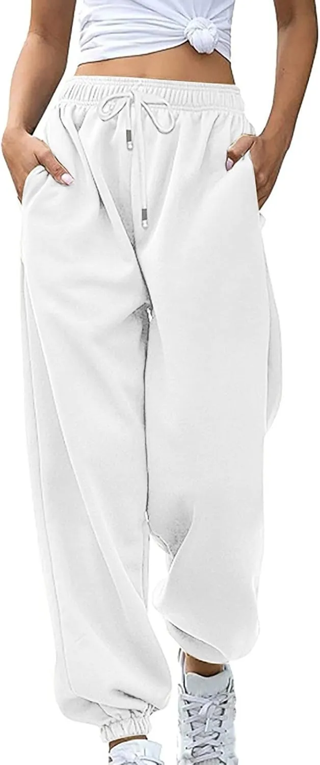 Women's Cinch Bottom Sweatpants High Waisted Casual Workout Athletic Baggy Joggers Lounge Pants with Pockets