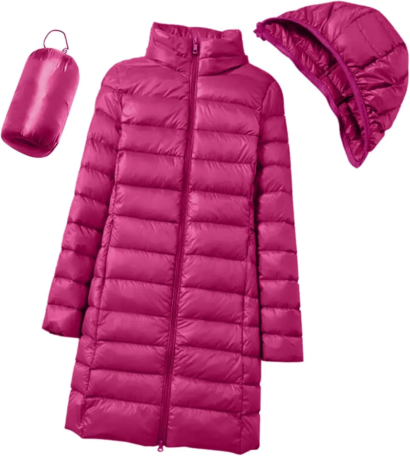 Women's Coat Warm Puffer Jacket Long Hooded Parka Water-Resistant Knee Length Hooded Quilted Down Coat