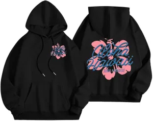 Womens Cute Hoodies Pink Hoodie Oversized Letter Print Graphic Hoodies Teen Girl Long Sleeve Y2K Preppy Sweatshirts