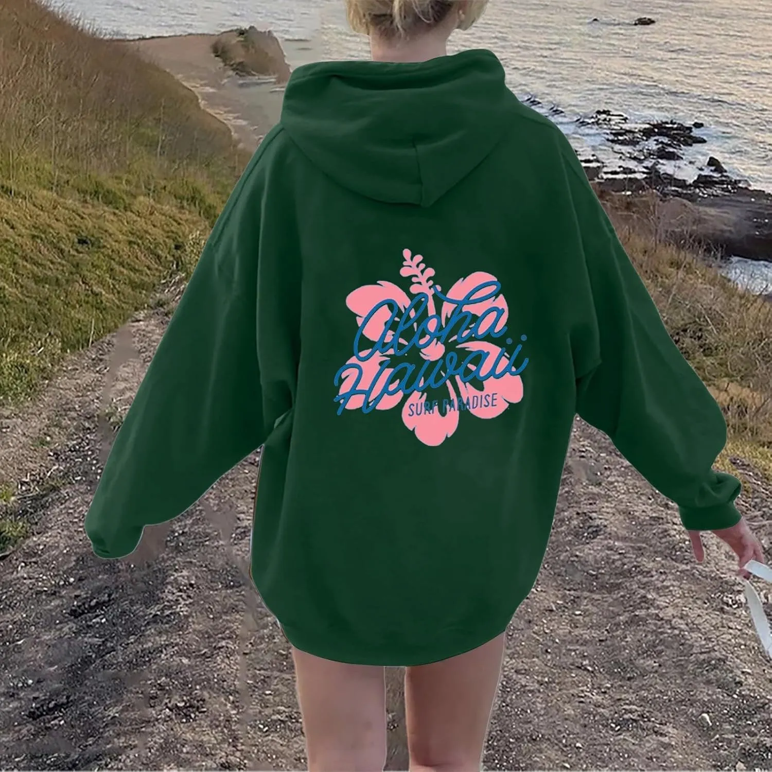 Womens Cute Hoodies Pink Hoodie Oversized Letter Print Graphic Hoodies Teen Girl Long Sleeve Y2K Preppy Sweatshirts