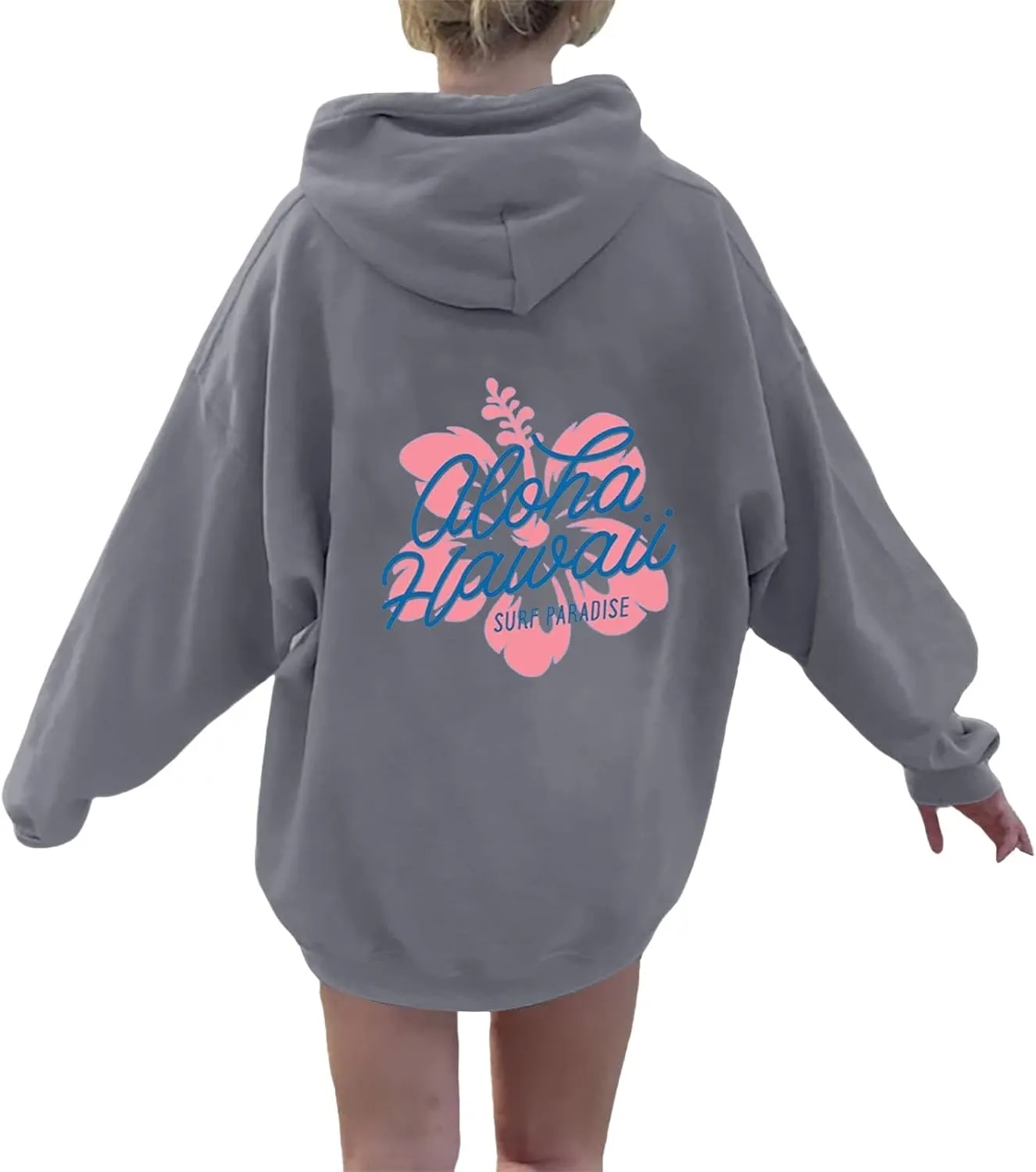 Womens Cute Hoodies Pink Hoodie Oversized Letter Print Graphic Hoodies Teen Girl Long Sleeve Y2K Preppy Sweatshirts