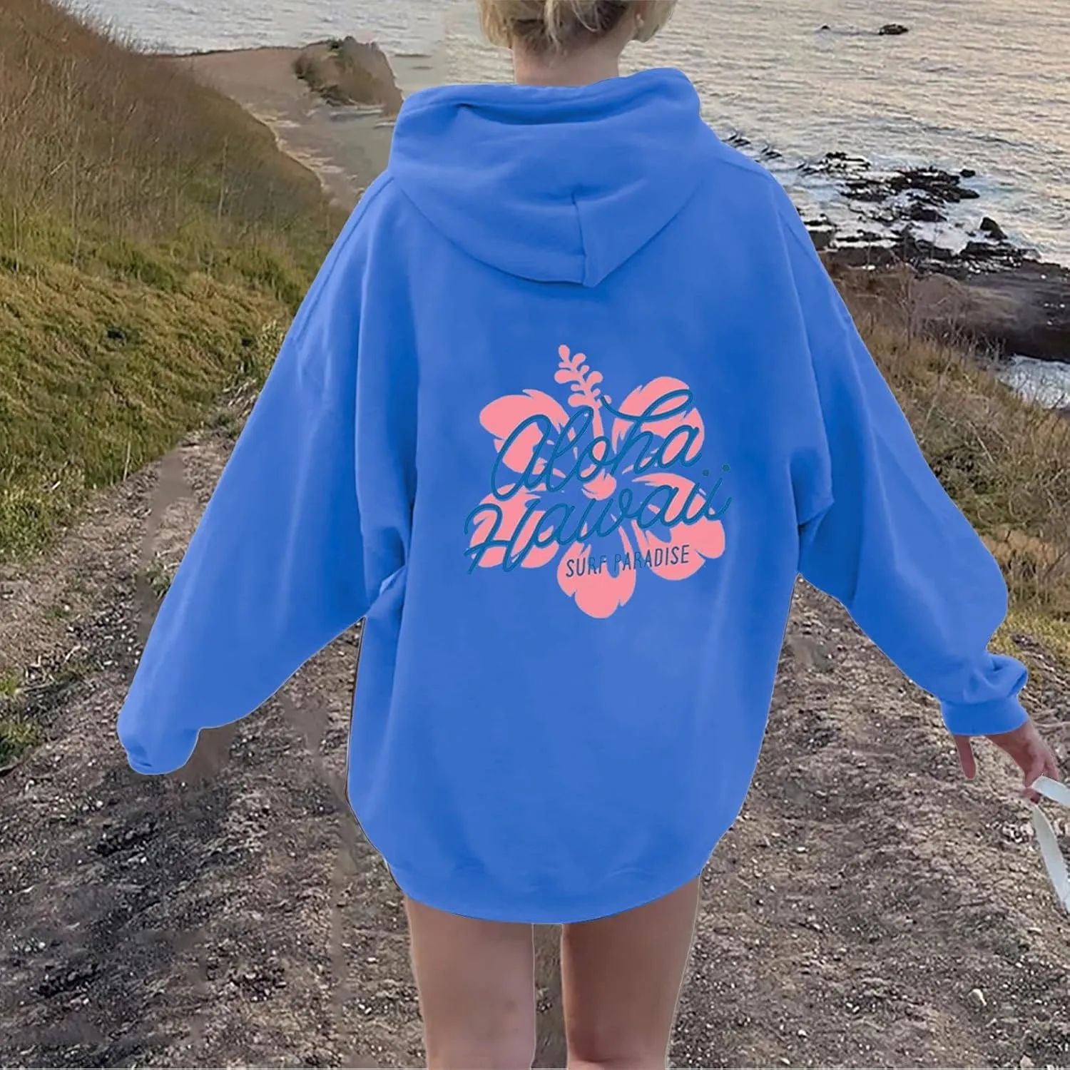 Womens Cute Hoodies Pink Hoodie Oversized Letter Print Graphic Hoodies Teen Girl Long Sleeve Y2K Preppy Sweatshirts