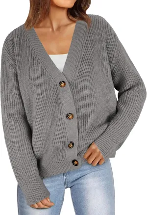 Womens Fall Laies Cute Ribbed Knit V Neck Color Block Striped Button Fake Pocket Long Sleeve Sweater Cardigan 2024