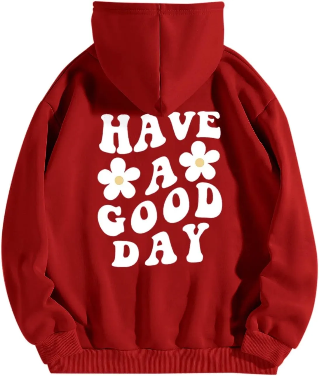 Women's Fashion Hoodies & Sweatshirts Have A Good Day Letter Print Pullover Tops with Pocket Drop Shoulder Causal Hoodies
