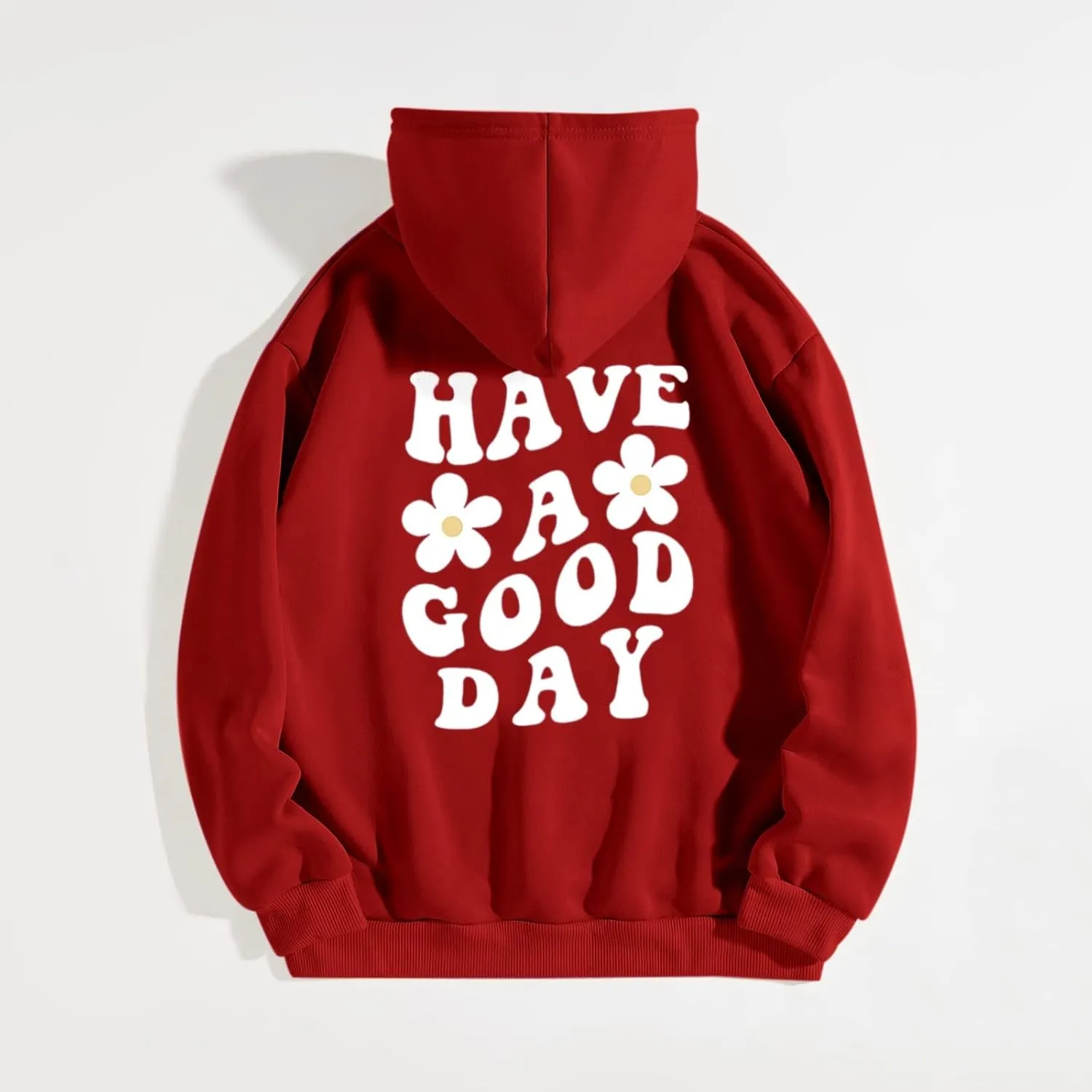 Women's Fashion Hoodies & Sweatshirts Have A Good Day Letter Print Pullover Tops with Pocket Drop Shoulder Causal Hoodies