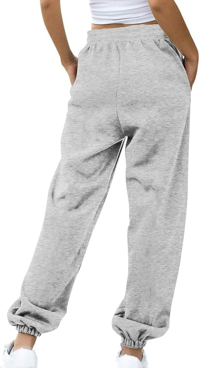 Womens Fleece Lined Sweatpants Warm High Waist Athletic Jogger Pants Winter Thermal Drawstring Lightweight Trousers
