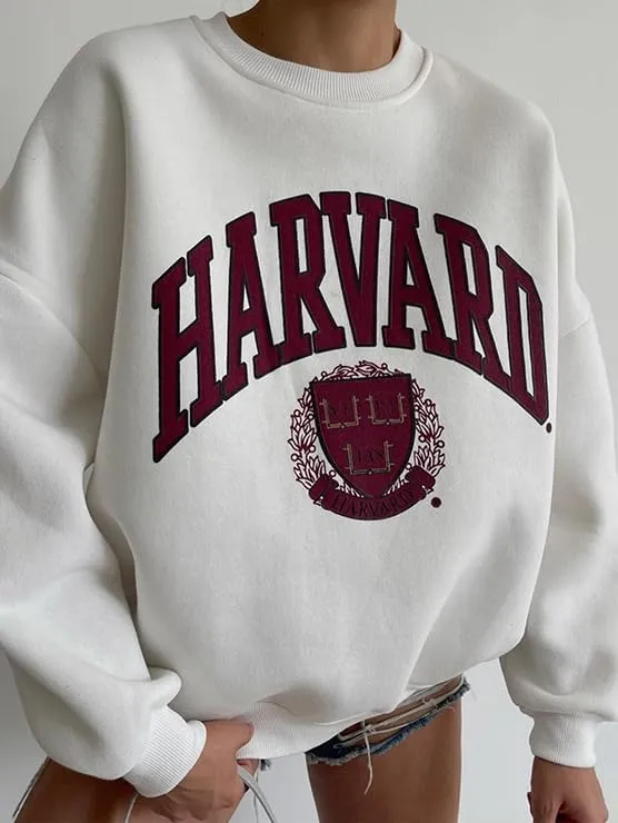 Womens Graphic Sweatshirts Oversize Crewneck Sweatshirt Long Sleeve Drop Shoulder Fleece Pullover