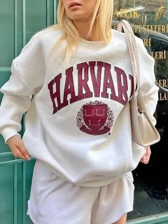 Womens Graphic Sweatshirts Oversize Crewneck Sweatshirt Long Sleeve Drop Shoulder Fleece Pullover
