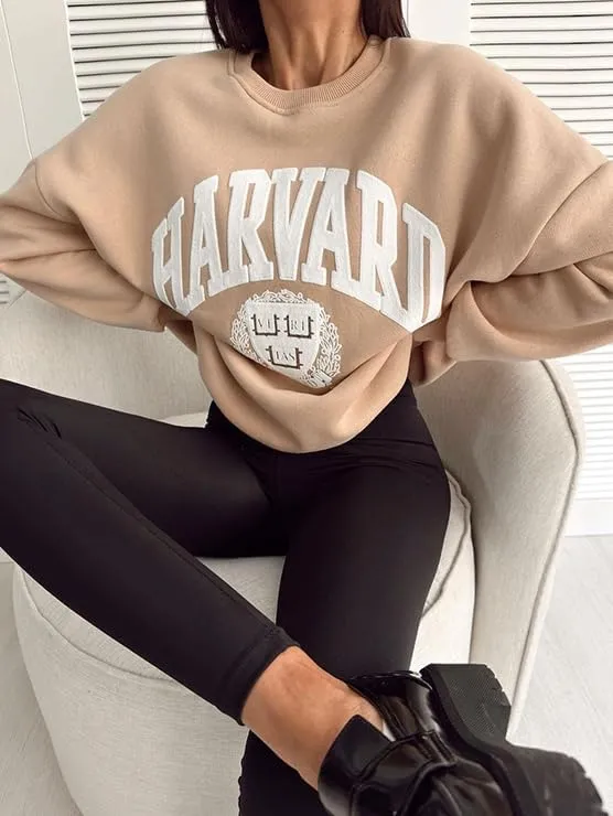 Womens Graphic Sweatshirts Oversize Crewneck Sweatshirt Long Sleeve Drop Shoulder Fleece Pullover