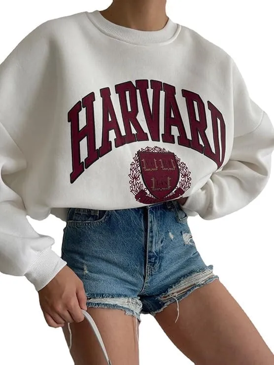 Womens Graphic Sweatshirts Oversize Crewneck Sweatshirt Long Sleeve Drop Shoulder Fleece Pullover