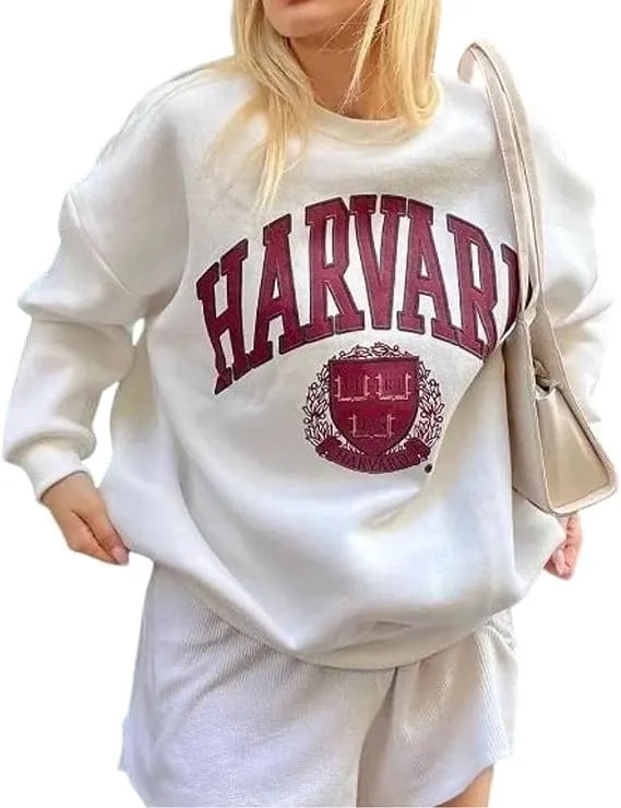 Womens Graphic Sweatshirts Oversize Crewneck Sweatshirt Long Sleeve Drop Shoulder Fleece Pullover