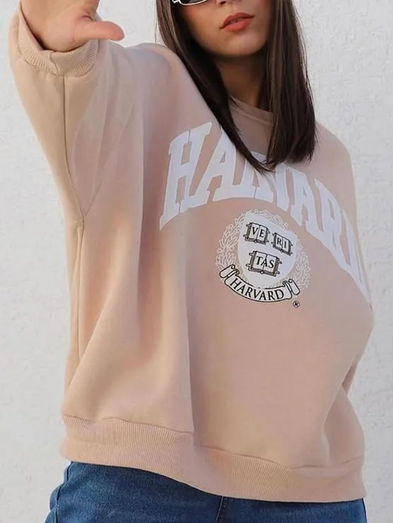 Womens Graphic Sweatshirts Oversize Crewneck Sweatshirt Long Sleeve Drop Shoulder Fleece Pullover