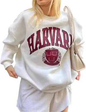 Womens Graphic Sweatshirts Oversize Crewneck Sweatshirt Long Sleeve Drop Shoulder Fleece Pullover