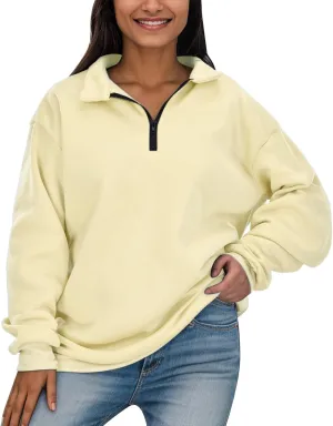 Women's Half Zip Pullover Oversized Casual Long Sleeve Sweatshirts Quarter Zip Teen Girls Fall Y2k Clothes