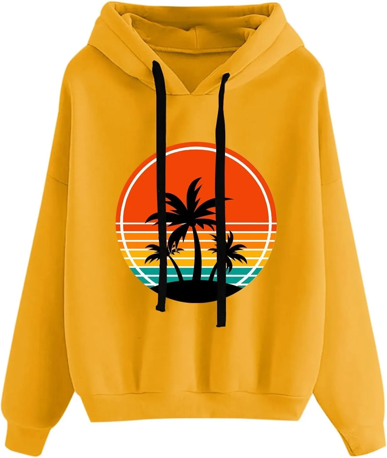 Womens Hawaii Hoodies Oversized Coconut Tree Graphic Sweatshirts Casual Long Sleeve Pullover Cute Printed Tops Graphic