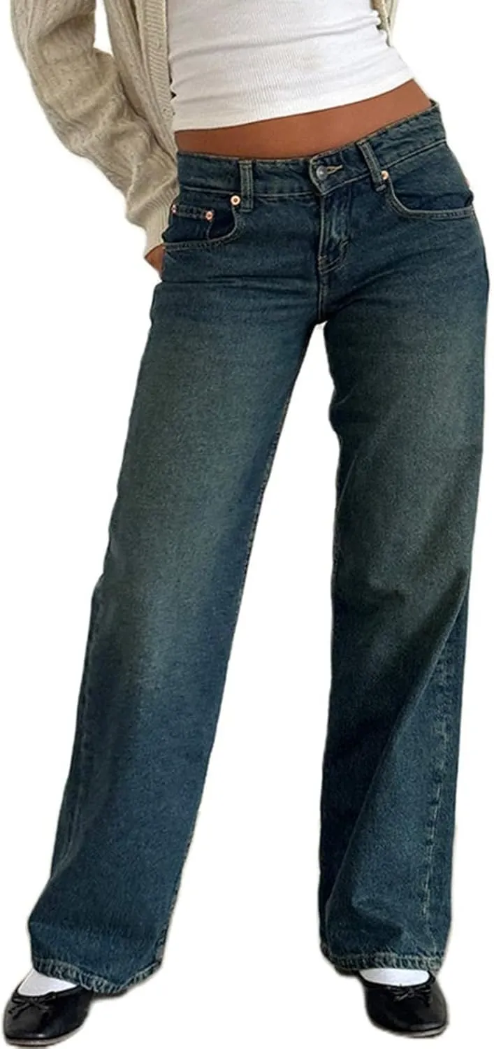 Women's High Waisted Flare Jeans with Belt Bootcut Stretchy Denim Pants Full Length Baggy Ripped Wide-Leg Patchwork Pants
