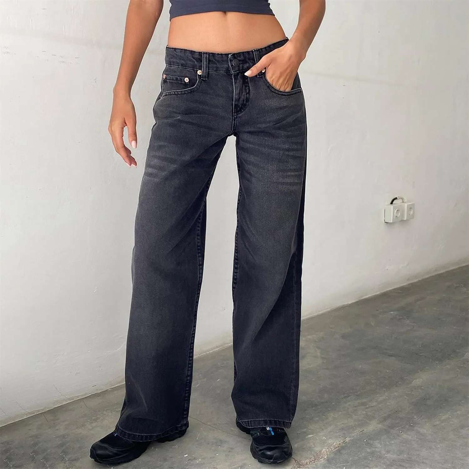 Women's High Waisted Flare Jeans with Belt Bootcut Stretchy Denim Pants Full Length Baggy Ripped Wide-Leg Patchwork Pants