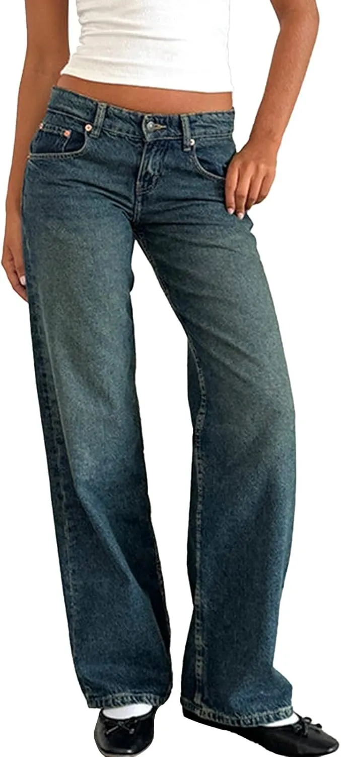Women's High Waisted Flare Jeans with Belt Bootcut Stretchy Denim Pants Full Length Baggy Ripped Wide-Leg Patchwork Pants