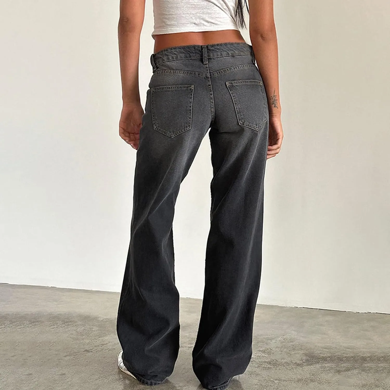 Women's High Waisted Flare Jeans with Belt Bootcut Stretchy Denim Pants Full Length Baggy Ripped Wide-Leg Patchwork Pants