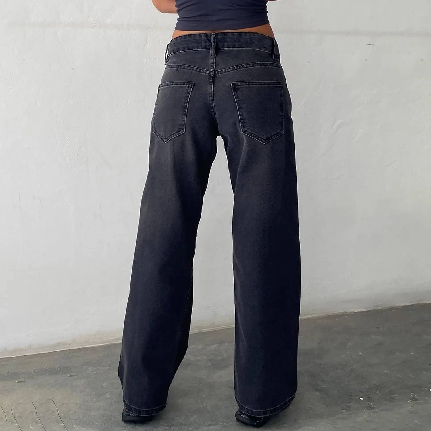 Women's High Waisted Flare Jeans with Belt Bootcut Stretchy Denim Pants Full Length Baggy Ripped Wide-Leg Patchwork Pants