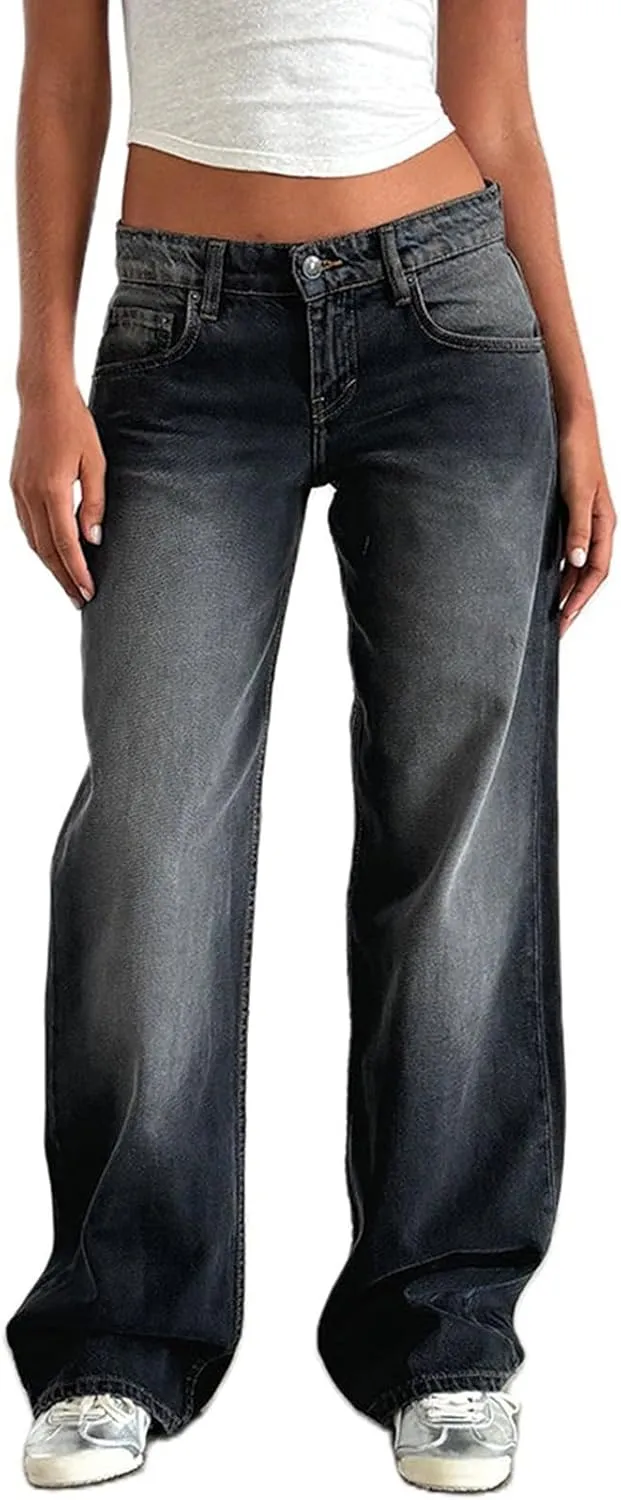Women's High Waisted Flare Jeans with Belt Bootcut Stretchy Denim Pants Full Length Baggy Ripped Wide-Leg Patchwork Pants