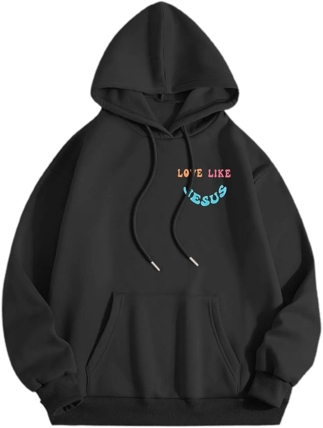 Women's Hoodies Casual Loose Letter Graphic Print Sweatshirt Light Pullover Long Sleeve Oversized Tops with Pocket