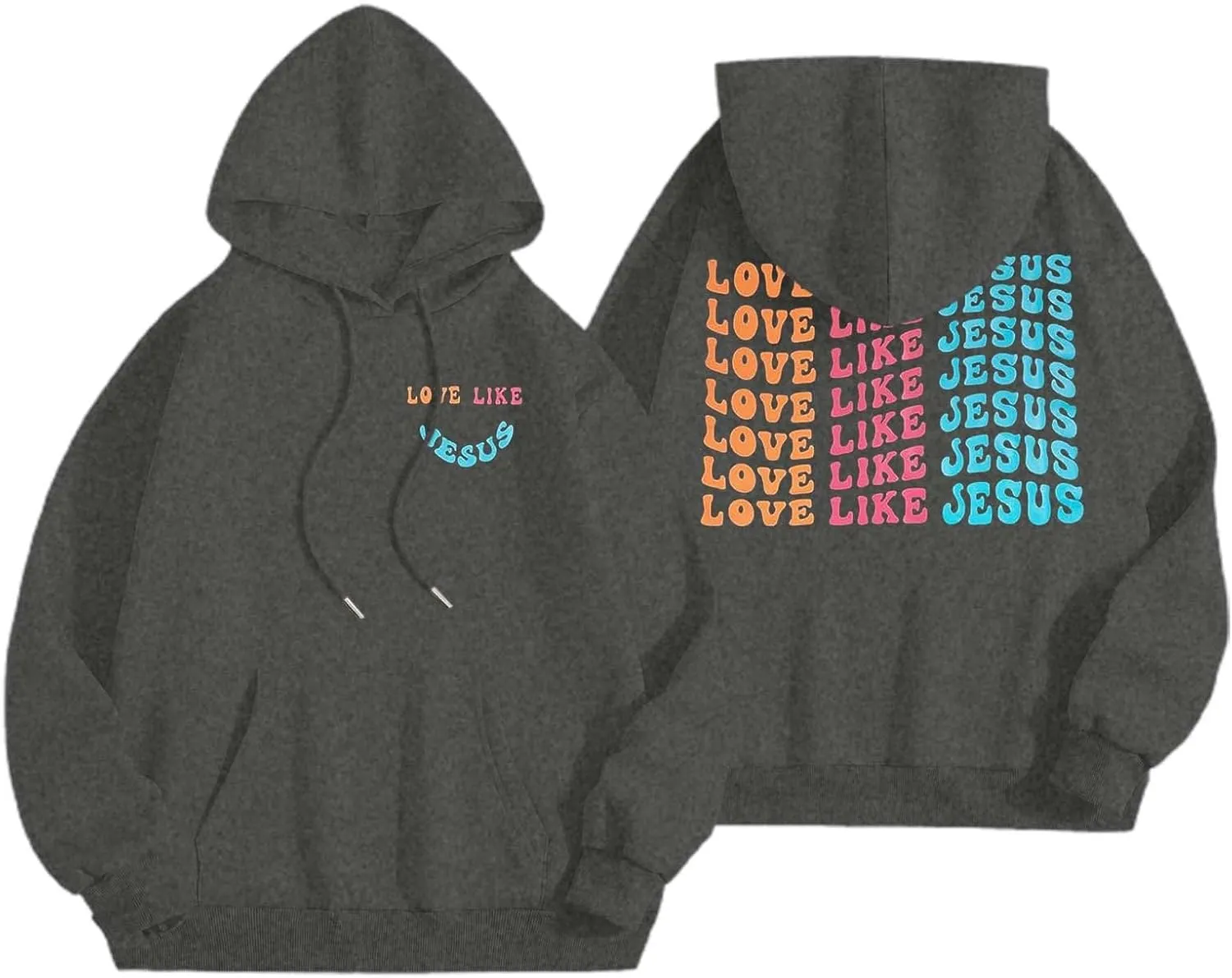 Women's Hoodies Casual Loose Letter Graphic Print Sweatshirt Light Pullover Long Sleeve Oversized Tops with Pocket
