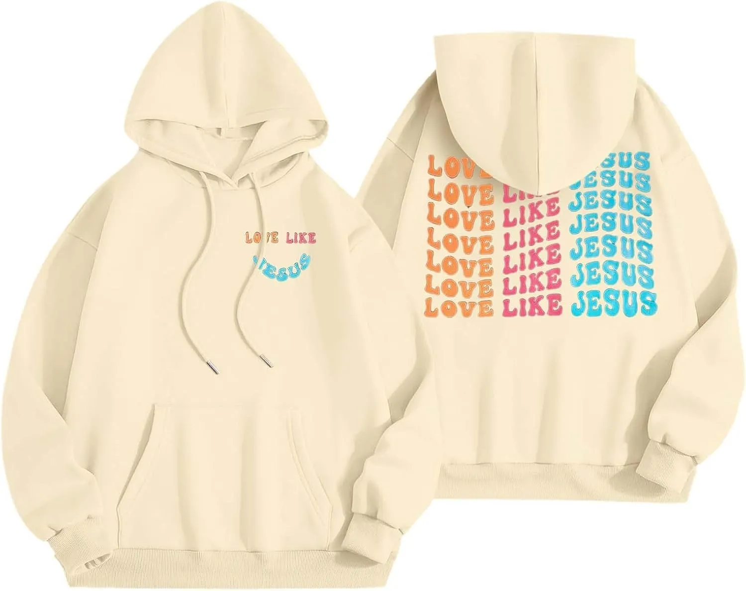 Women's Hoodies Casual Loose Letter Graphic Print Sweatshirt Light Pullover Long Sleeve Oversized Tops with Pocket
