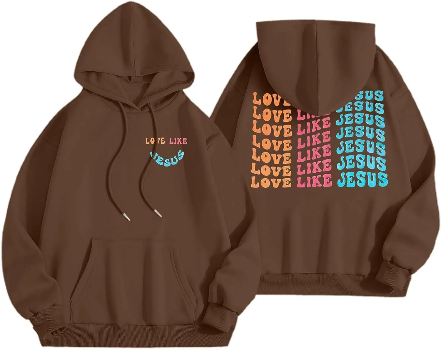 Women's Hoodies Casual Loose Letter Graphic Print Sweatshirt Light Pullover Long Sleeve Oversized Tops with Pocket