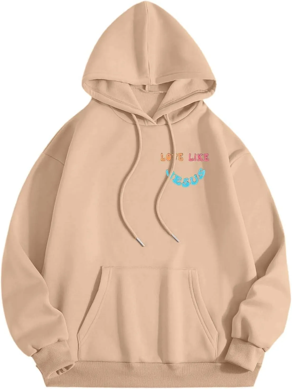 Women's Hoodies Casual Loose Letter Graphic Print Sweatshirt Light Pullover Long Sleeve Oversized Tops with Pocket