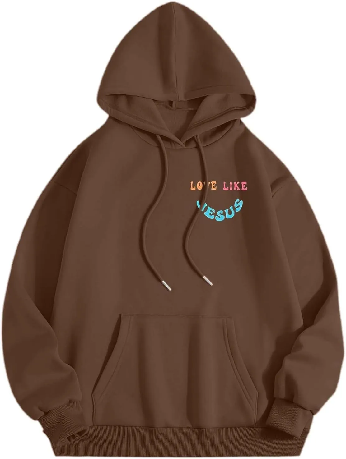 Women's Hoodies Casual Loose Letter Graphic Print Sweatshirt Light Pullover Long Sleeve Oversized Tops with Pocket