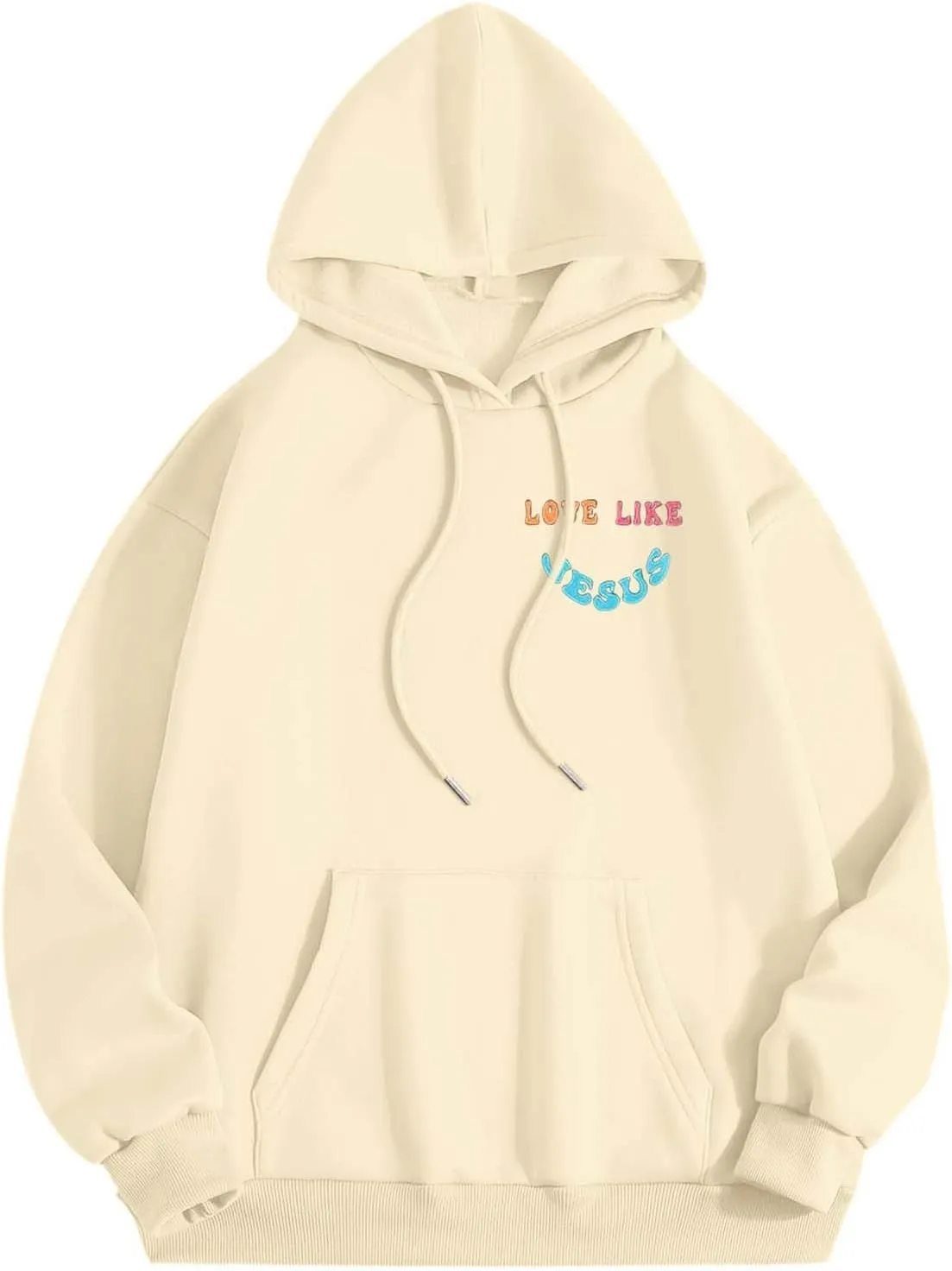 Women's Hoodies Casual Loose Letter Graphic Print Sweatshirt Light Pullover Long Sleeve Oversized Tops with Pocket