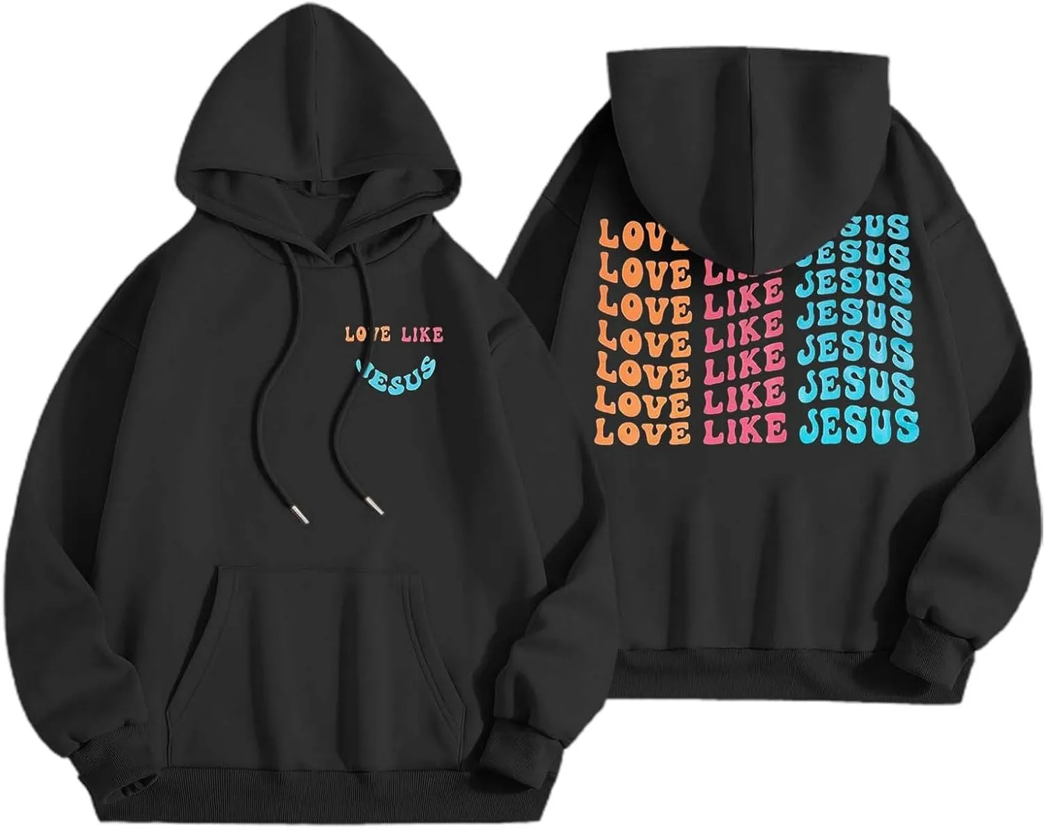 Women's Hoodies Casual Loose Letter Graphic Print Sweatshirt Light Pullover Long Sleeve Oversized Tops with Pocket