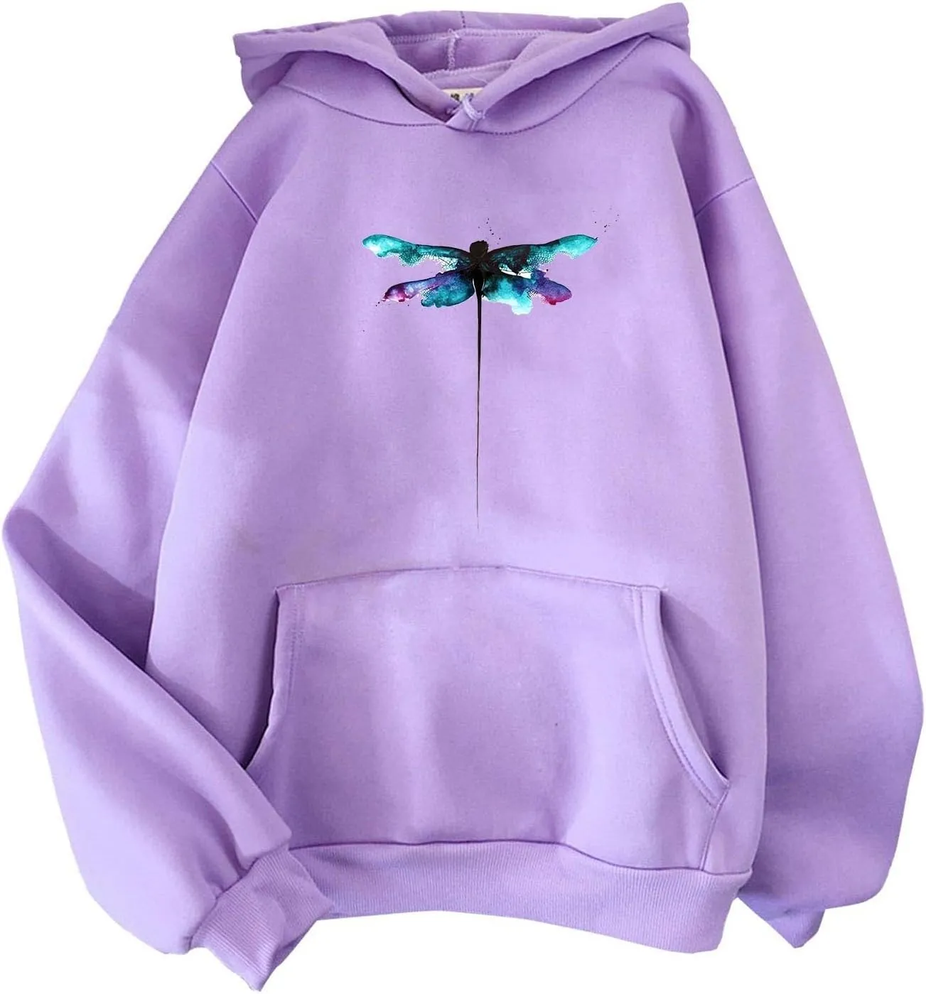 Womens Hoodies Fall Long Sleeve Drawstring Pullover Tops With Pocket Fashion Print Loose Casual Sweatshirt