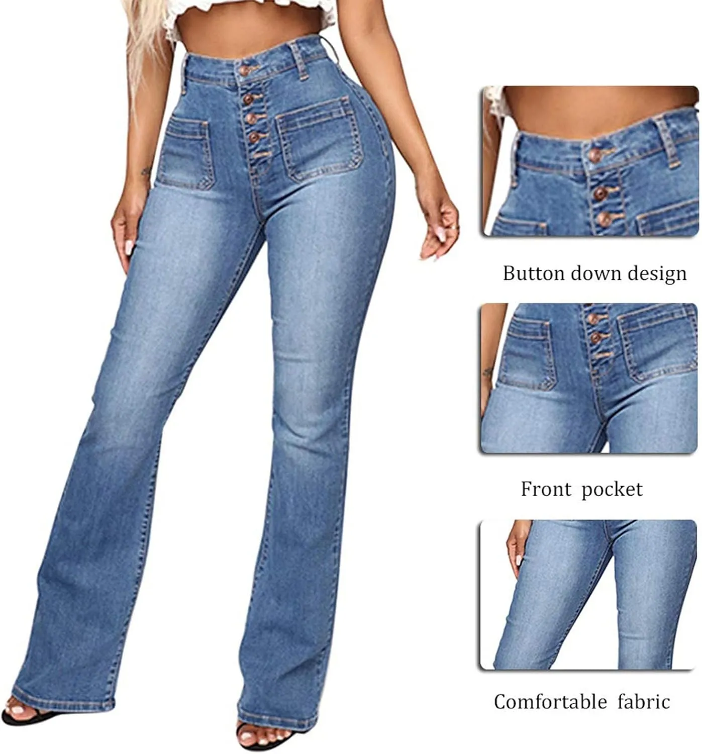 Womens Jeans Wide Leg Jeans Casual Fashion Straight Leg Loose Stretchy Tummy Control Trendy Jeans for Women 2024