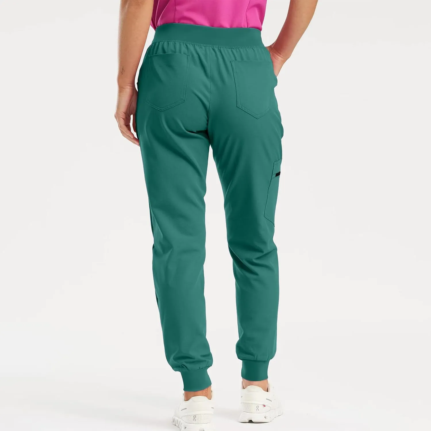 Womens Jogger Scrub Pants High Waisted Drawstring Joggers with Pockets Casual Stretch Cargo Lounge Pants