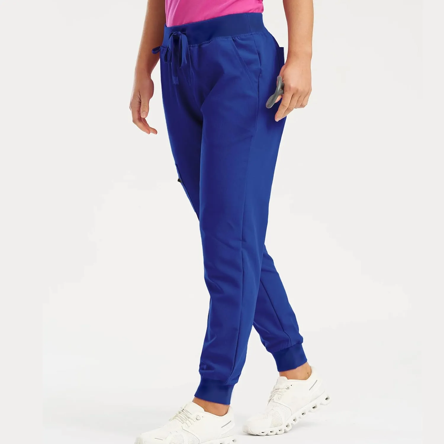 Womens Jogger Scrub Pants High Waisted Drawstring Joggers with Pockets Casual Stretch Cargo Lounge Pants