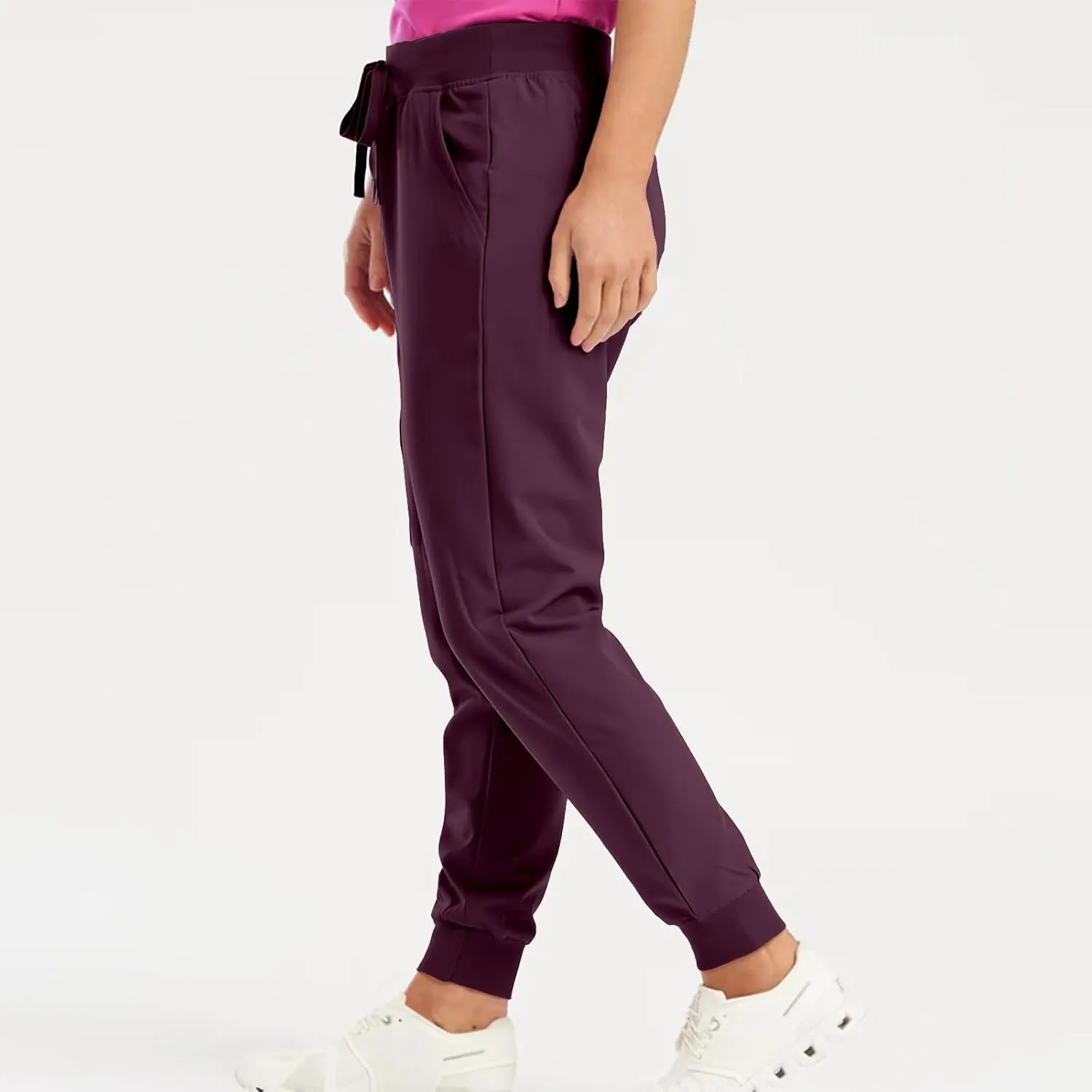 Womens Jogger Scrub Pants High Waisted Drawstring Joggers with Pockets Casual Stretch Cargo Lounge Pants