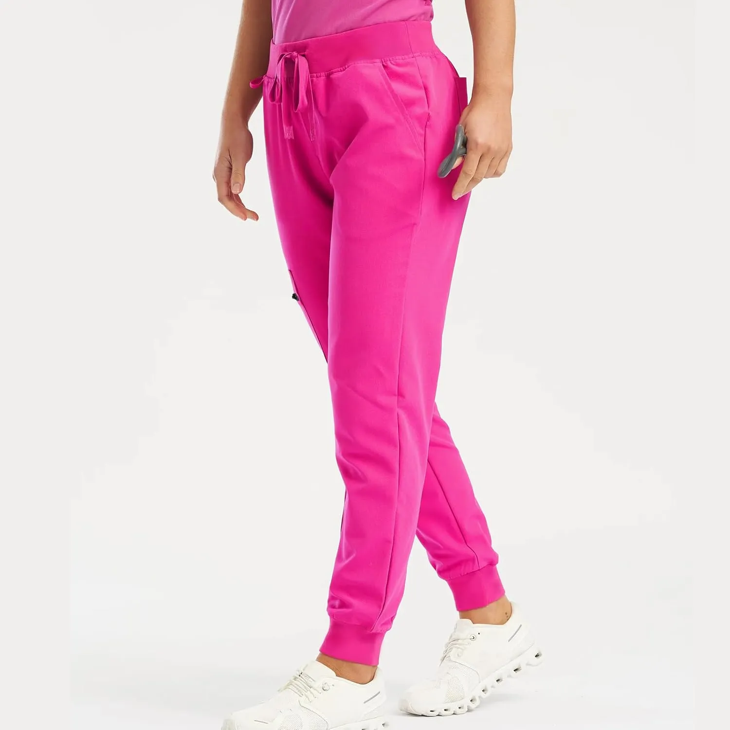 Womens Jogger Scrub Pants High Waisted Drawstring Joggers with Pockets Casual Stretch Cargo Lounge Pants