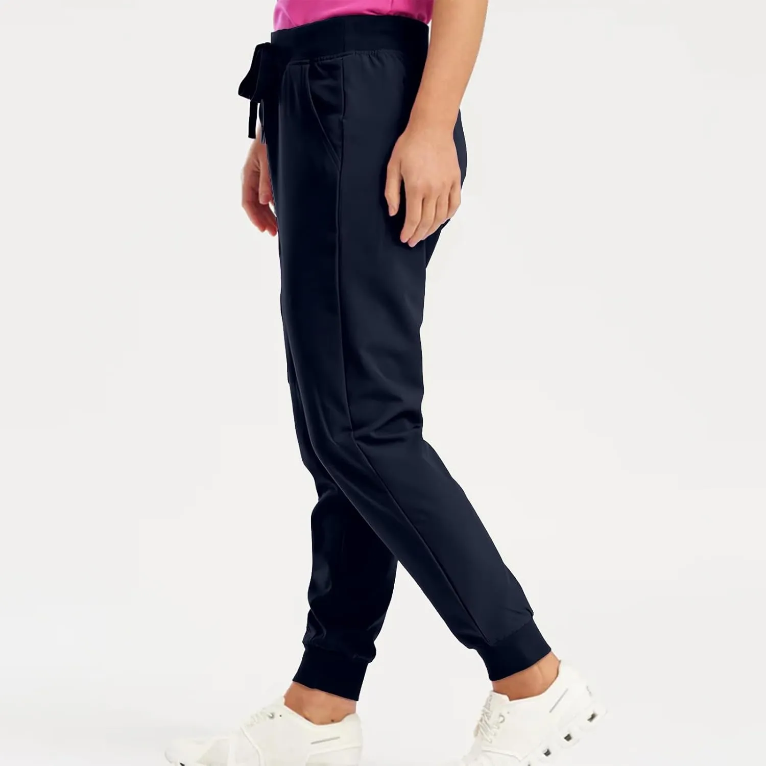 Womens Jogger Scrub Pants High Waisted Drawstring Joggers with Pockets Casual Stretch Cargo Lounge Pants
